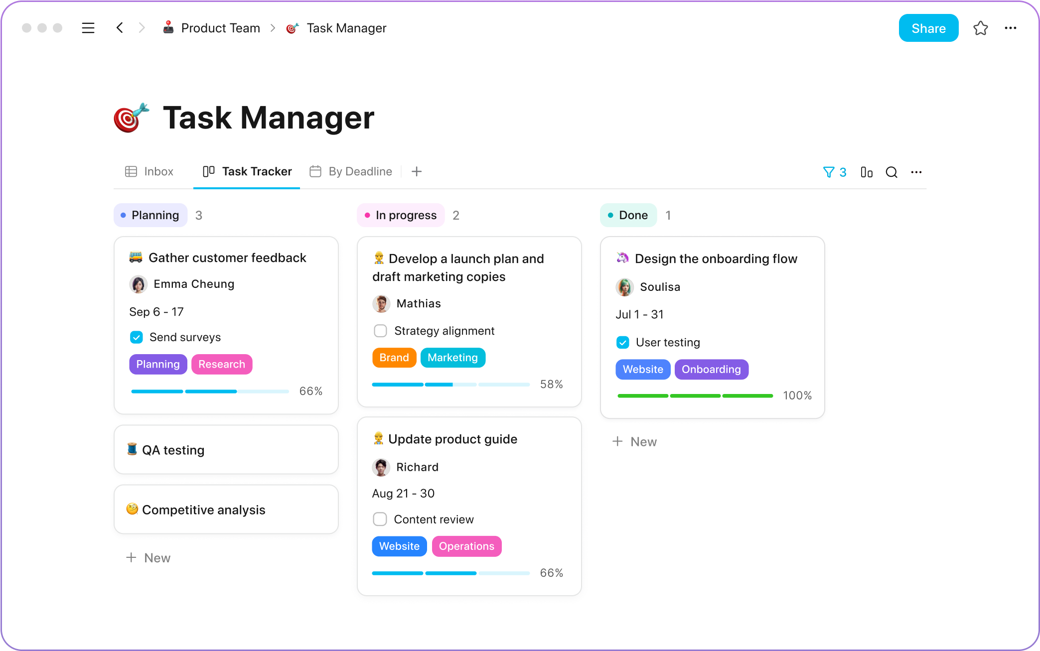 Official AppFlowy tasks view